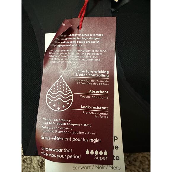 Thinx Super Hiphugger Period Underwear Black Size 2X New with tags - Picture 5 of 6